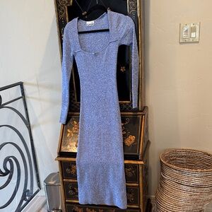 Ganni Blue Long Sleeve Dress